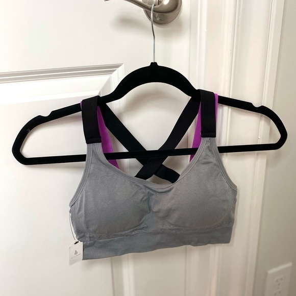 Gray Padded sports bra small medium large NWT New Purple - Picture 3 of 7